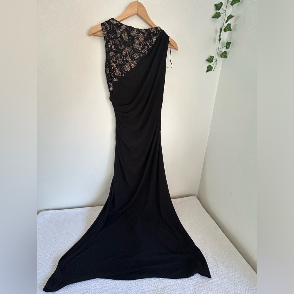 R & M Richards Black One Shoulder Dress with Lace Detail - Picture 5 of 9